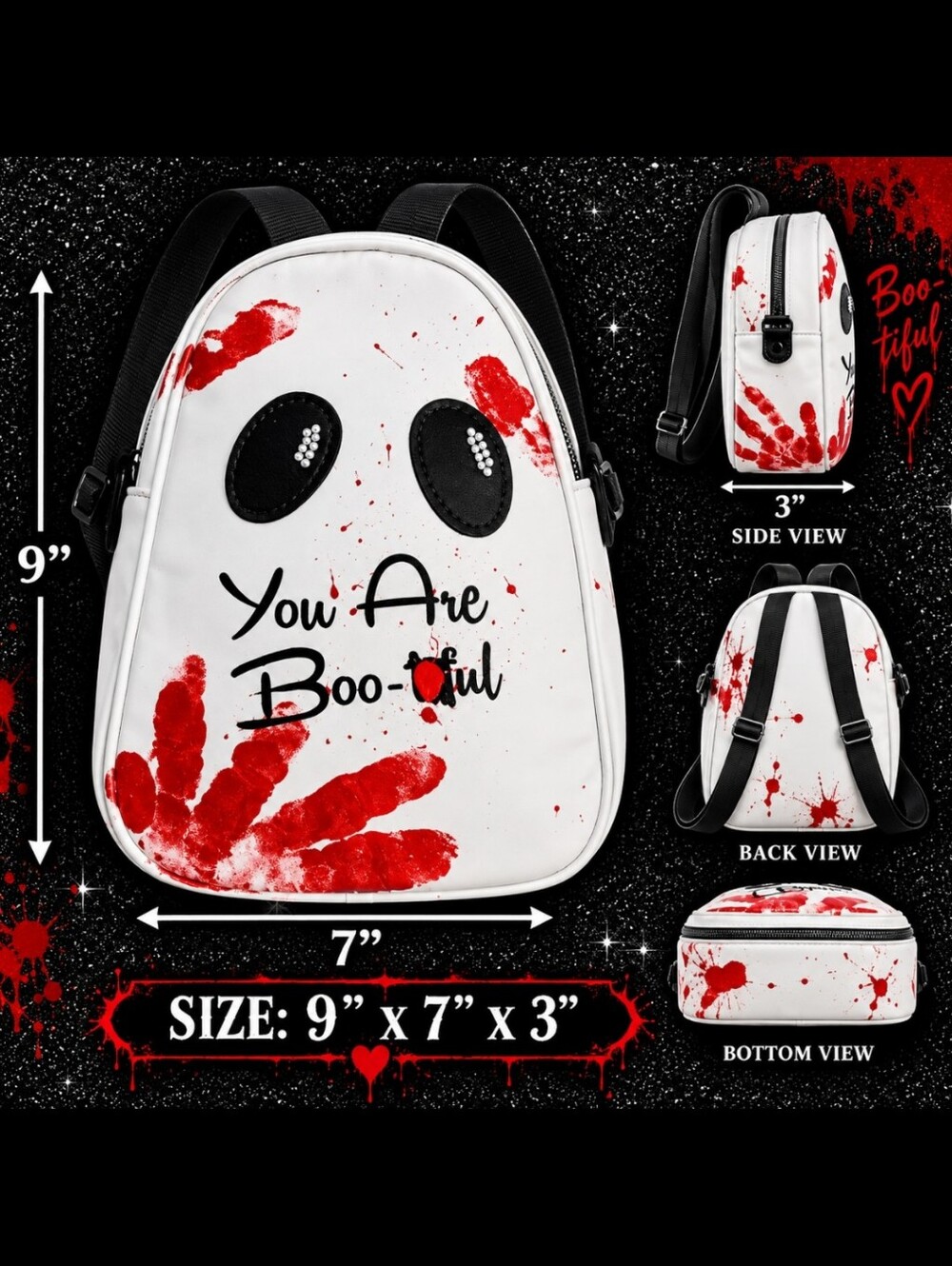 You Are Boo-tiful Kids White Purse with Red Handprint